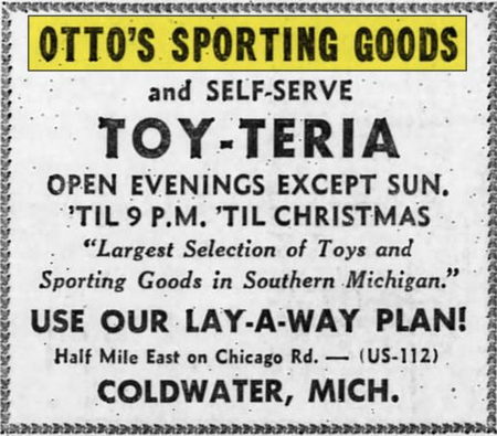 Ottos Sporting Goods - Dec 4 1958 Ad (newer photo)